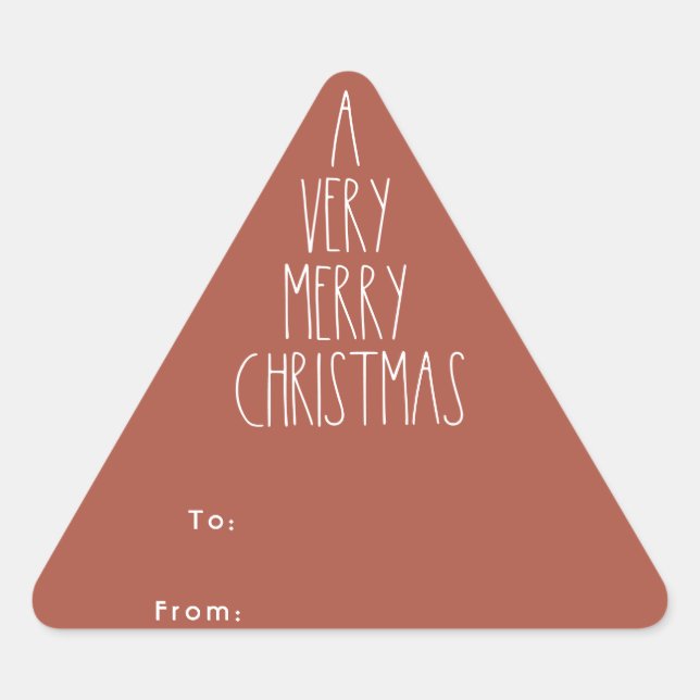 Terracotta Red Boho Christmas Gift Triangle Sticker (Front)