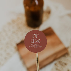 Terracotta Red Boho Happy Holidays Envelope Seals