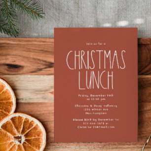 Terracotta Red Boho Polka Dot Christmas Lunch Invitation