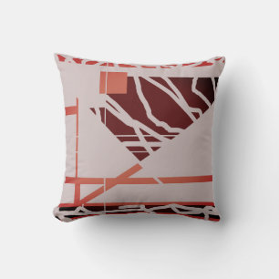 Terracotta Red Brown Warm Grey Diagonal Art Design Cushion