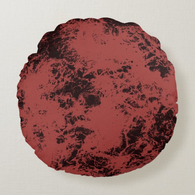 Terracotta red marble texture  round cushion (Front)