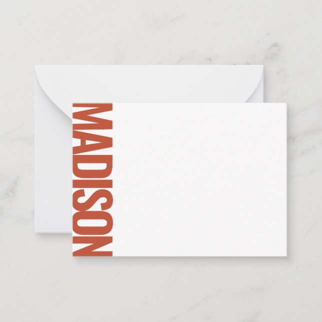 Terracotta Red Vertical Big Name Bold Typography Card (Front)