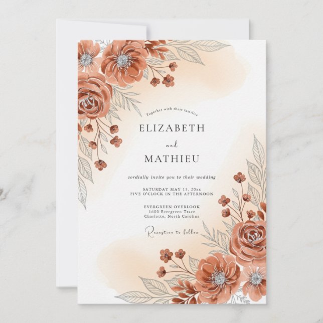Terracotta Refined Bohemian Wedding Invitation (Front)