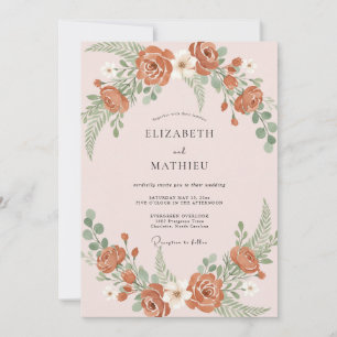 Terracotta Refined Floral Wedding Invitation
