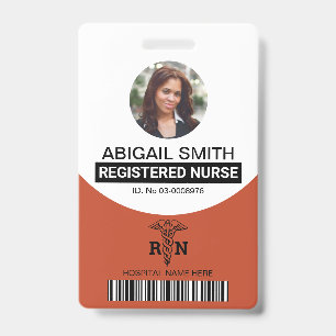 Terracotta Registered nurse caduceus photo  ID Badge