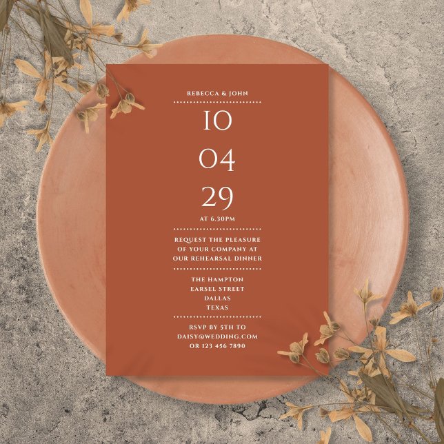 Terracotta Rehearsal Dinner Date Invitation (Terracotta Rehearsal Dinner Date Invitation)