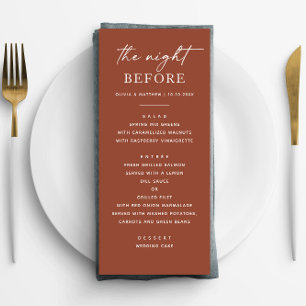 Terracotta Rehearsal Dinner Fall night before Menu