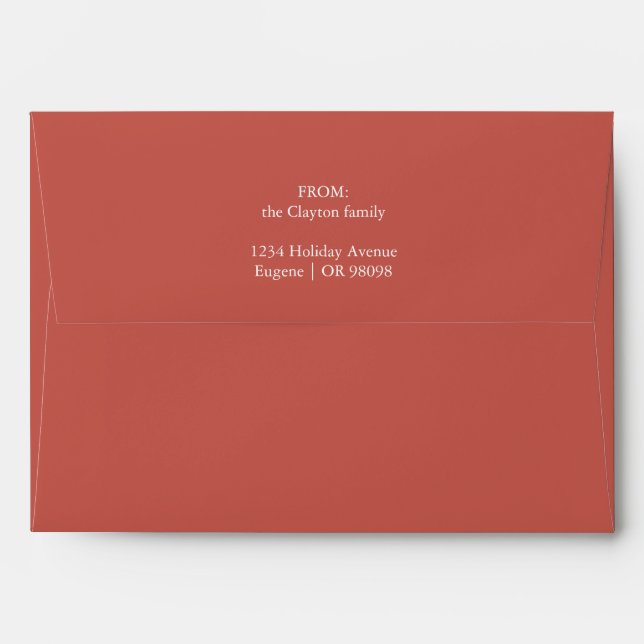 Terracotta Retro Boho Minimalist Christmas Mailing Envelope (Back (Top Flap))