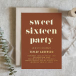 Terracotta Retro Bold Typography Sweet 16 Birthday<br><div class="desc">Invite guests to your event with this customisable sweet sixteen birthday invitation. It features retro bold and simple typography. Personalise by adding your details. This gold foil sweet 16 party invitation is perfect for any event theme.</div>