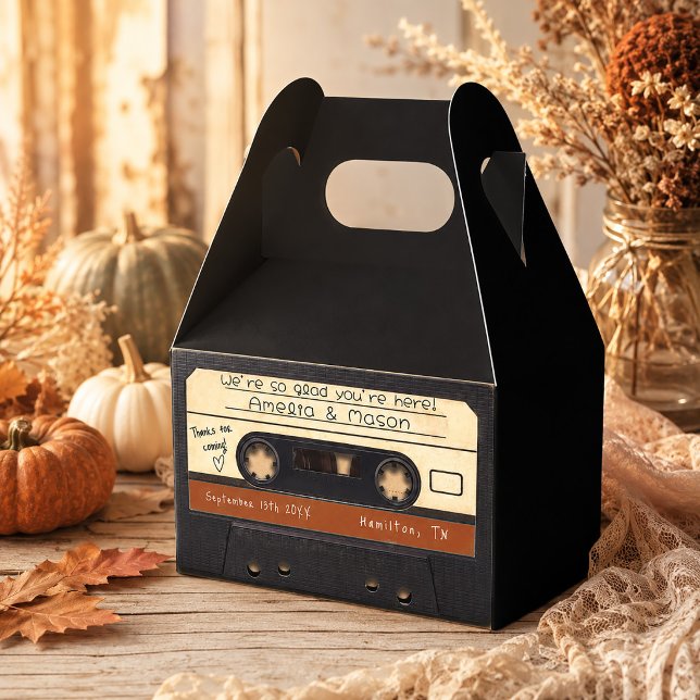 Terracotta Retro Cassette Tape Wedding Favour Box (Terracotta Retro Cassette Tape Wedding Favor Boxes)