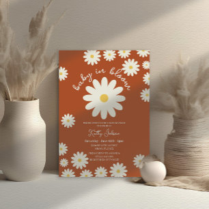 Terracotta Retro Groovy Baby in Bloom Shower Invitation