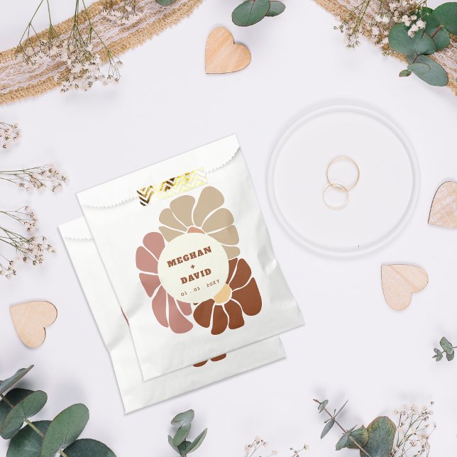 Terracotta Retro Groovy Boho Chic Floral Wedding Favour Bags (Terracotta Retro Groovy Boho Chic Floral Wedding Favor Bag)