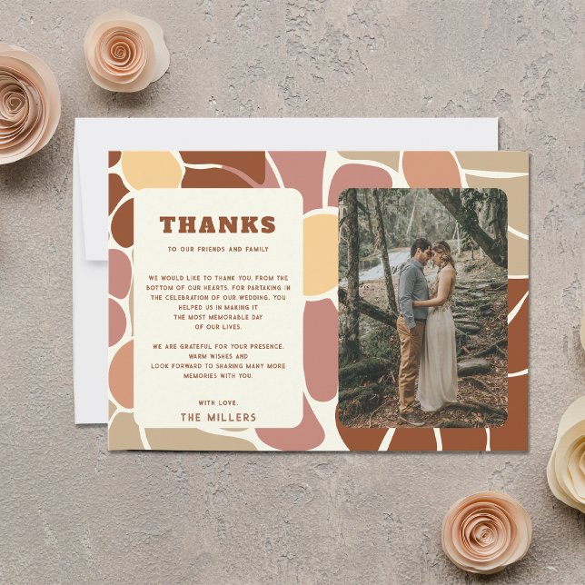 Terracotta Retro Groovy Boho Chic Floral Wedding Thank You Card (Terracotta Retro Groovy Boho Chic Floral Wedding Thank You Card)