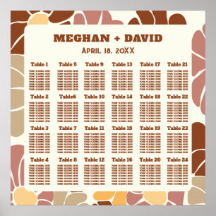 Terracotta Retro Groovy Boho Wedding Seating Poster