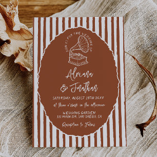 Terracotta Retro Hand Painted Wedding Invitation