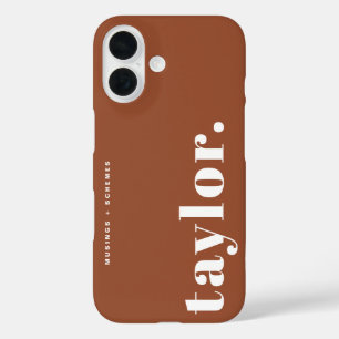 Terracotta Retro Typography Personalized iPhone 16 Case