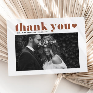 Terracotta Retro Typography Wedding Thank You Postcard