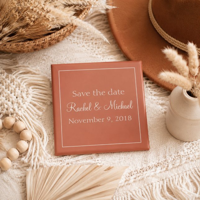 Terracotta Romance Save the Date Wedding  Magnet (Creator Uploaded)