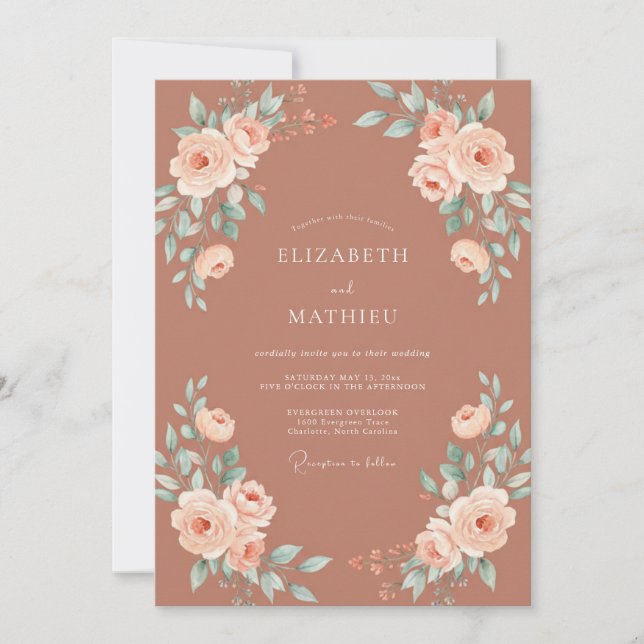 Terracotta Romantic Rustic Wedding Invitation (Front)