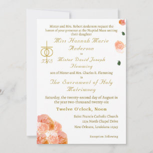Terracotta Rose Catholic Wedding Invitation
