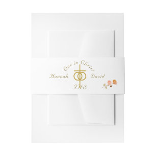 Terracotta Rose Catholic Wedding Invitation Belly Band