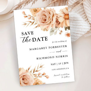 Terracotta Rose Floral Wedding Save The Date Invitation