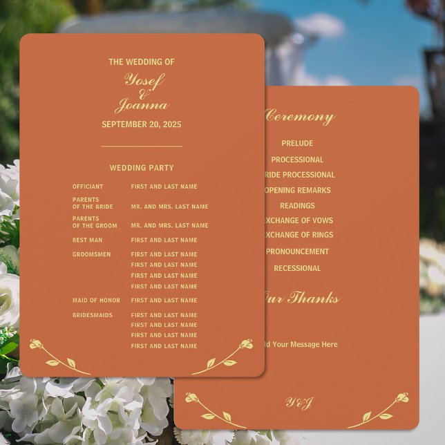 Terracotta Rose Full Wedding Program Invitation (Creator Uploaded)
