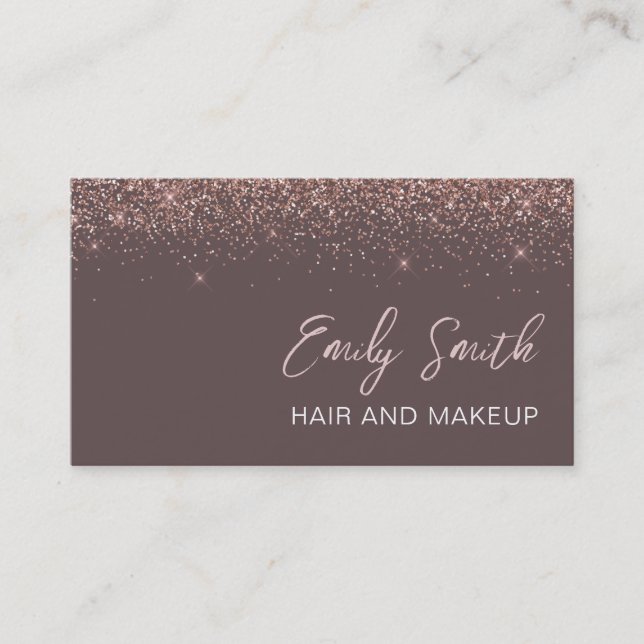 Terracotta Rose Gold Blush Pink Glitter Business Card (Front)