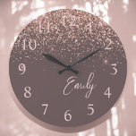 Terracotta Rose Gold Blush Pink Glitter Monogram<br><div class="desc">Terracotta and Rose Gold Blush Pink Sparkle Glitter Brushed Script Monogram Name Clock. This makes the perfect sweet 16 birthday,  wedding,  bridal shower,  anniversary,  baby shower or bachelorette party gift for someone that loves glam luxury and chic styles.</div>