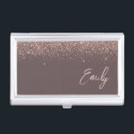 Terracotta Rose Gold Blush Pink Glitter Monogram Business Card Holder<br><div class="desc">Terracotta and Rose Gold - Blush Pink Sparkle Glitter Script Monogram Name Business Card Holder. This makes the perfect sweet 16 birthday,  wedding,  bridal shower,  anniversary,  baby shower or bachelorette party gift for someone that loves glam luxury and chic styles.</div>