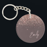 Terracotta Rose Gold Blush Pink Glitter Monogram  Key Ring<br><div class="desc">Terracotta and Rose Gold - Blush Pink Sparkle Glitter Script Monogram Name Keychain. This makes the perfect sweet 16 birthday,  wedding,  bridal shower,  anniversary,  baby shower or bachelorette party gift for someone that loves glam luxury and chic styles.</div>