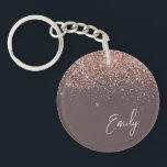 Terracotta Rose Gold Blush Pink Glitter Monogram  Key Ring<br><div class="desc">Terracotta and Rose Gold - Blush Pink Sparkle Glitter Script Monogram Name Keychain. This makes the perfect sweet 16 birthday,  wedding,  bridal shower,  anniversary,  baby shower or bachelorette party gift for someone that loves glam luxury and chic styles.</div>