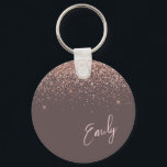 Terracotta Rose Gold Blush Pink Glitter Monogram Key Ring<br><div class="desc">Terracotta and Rose Gold - Blush Pink Sparkle Glitter Script Monogram Name Keychains (Key Chain). This makes the perfect sweet 16 birthday,  wedding,  bridal shower,  anniversary,  baby shower or bachelorette party gift for someone that loves glam luxury and chic styles.</div>