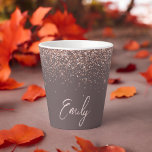Terracotta Rose Gold Blush Pink Glitter Monogram Latte Mug<br><div class="desc">Terracotta and Rose Gold - Blush Pink Sparkle Glitter Script Monogram Name Latte Coffee Cup Mug. This makes the perfect sweet 16 birthday,  wedding,  bridal shower,  anniversary,  baby shower or bachelorette party gift for someone that loves glam luxury and chic styles.</div>