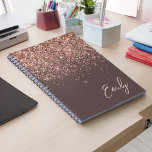 Terracotta Rose Gold Blush Pink Glitter Monogram Notebook<br><div class="desc">Terracotta and Rose Gold - Blush Pink Sparkle Glitter Script Monogram Name Spiral Notebook Planner. This makes the perfect sweet 16 birthday,  wedding,  bridal shower,  anniversary,  baby shower or bachelorette party gift for someone that loves glam luxury and chic styles.</div>