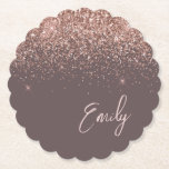 Terracotta Rose Gold Blush Pink Glitter Monogram  Paper Coaster<br><div class="desc">Terracotta and Rose Gold - Blush Pink Sparkle Glitter Script Monogram Name Paper Coasters. This makes the perfect graduation,  birthday,  wedding,  bridal shower,  anniversary,  baby shower or bachelorette party gift for someone that loves glam luxury and chic styles.</div>