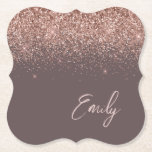 Terracotta Rose Gold Blush Pink Glitter Monogram Paper Coaster<br><div class="desc">Terracotta and Rose Gold - Blush Pink Sparkle Glitter Script Monogram Name Paper Coasters. This makes the perfect graduation,  birthday,  wedding,  bridal shower,  anniversary,  baby shower or bachelorette party gift for someone that loves glam luxury and chic styles.</div>