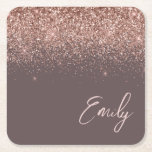 Terracotta Rose Gold Blush Pink Glitter Monogram Square Paper Coaster<br><div class="desc">Terracotta Sparkle Glitter Script Monogram Name Paper Coasters. This makes the perfect graduation,  birthday,  wedding,  bridal shower,  anniversary,  baby shower or bachelorette party gift for someone that loves glam luxury and chic styles.</div>