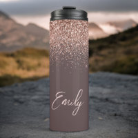 Terracotta Rose Gold Blush Pink Glitter Monogram