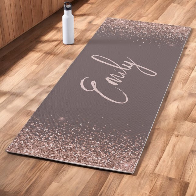 Terracotta Rose Gold - Blush Pink Glitter Monogram Yoga Mat (Creator Uploaded)