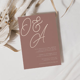 Terracotta   Rose Gold Script Monogram Wedding