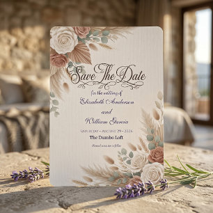 Terracotta Rose Rustic Romantic Boho Save The Date