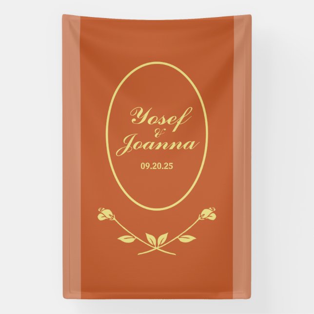 Terracotta Rose Wedding Banner (Vertical)