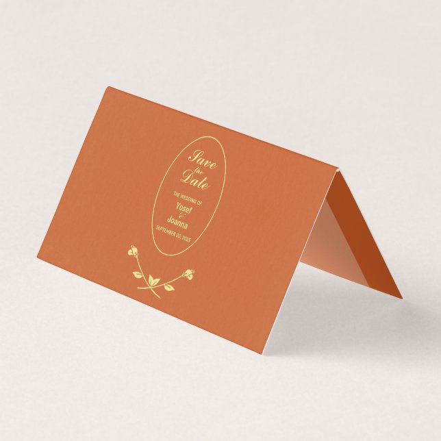 Terracotta Rose Wedding Enclosure Card Folded (Front)