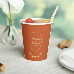 Terracotta Rose Wedding Paper Cups