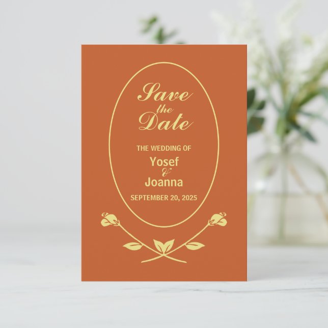 Terracotta Rose Wedding Response RSVP Card (Standing Front)