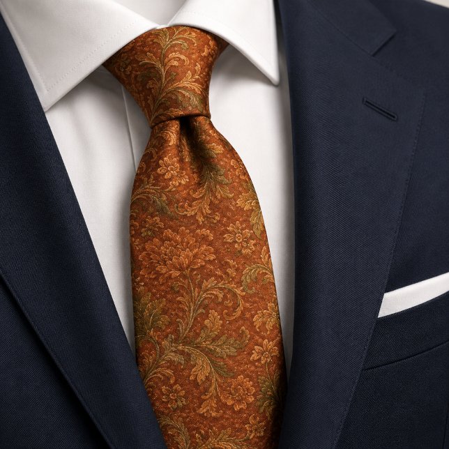 Terracotta Rust Baroque Floral Tie (Creator Uploaded)