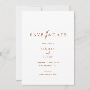 Terracotta Rust Burnt Orange Photo Save the Dates Invitation