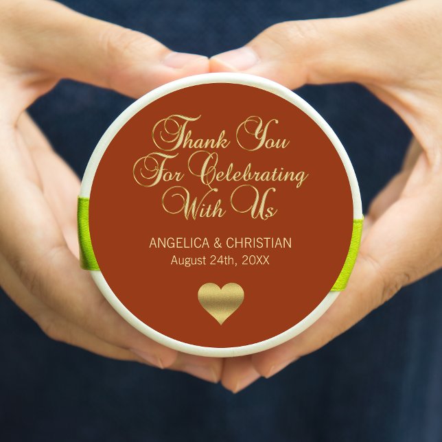 Terracotta Rust Earth Autumn Thank you Wedding Classic Round Sticker (Creator Uploaded)