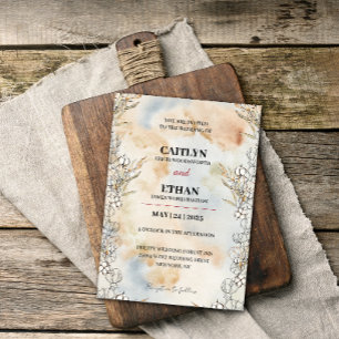 Terracotta Rust Flowers Boho Earthy Fall Foliage Invitation